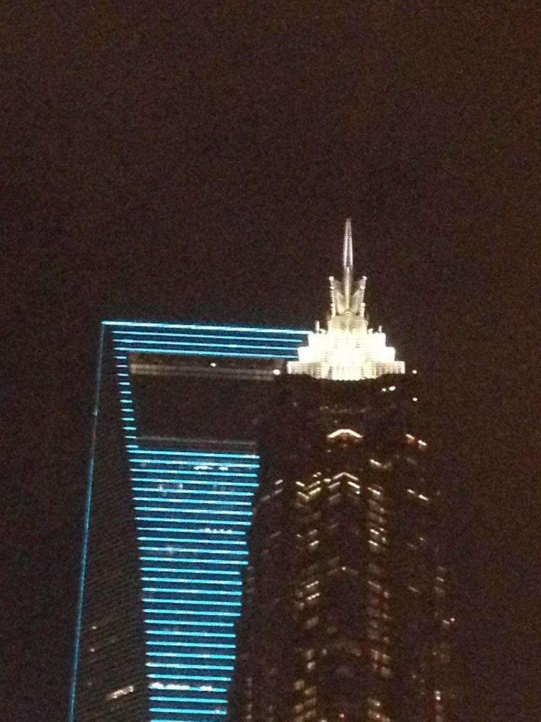 Lichtspiel von Shanghais Wolkenkratzern (Rosi Kerler)