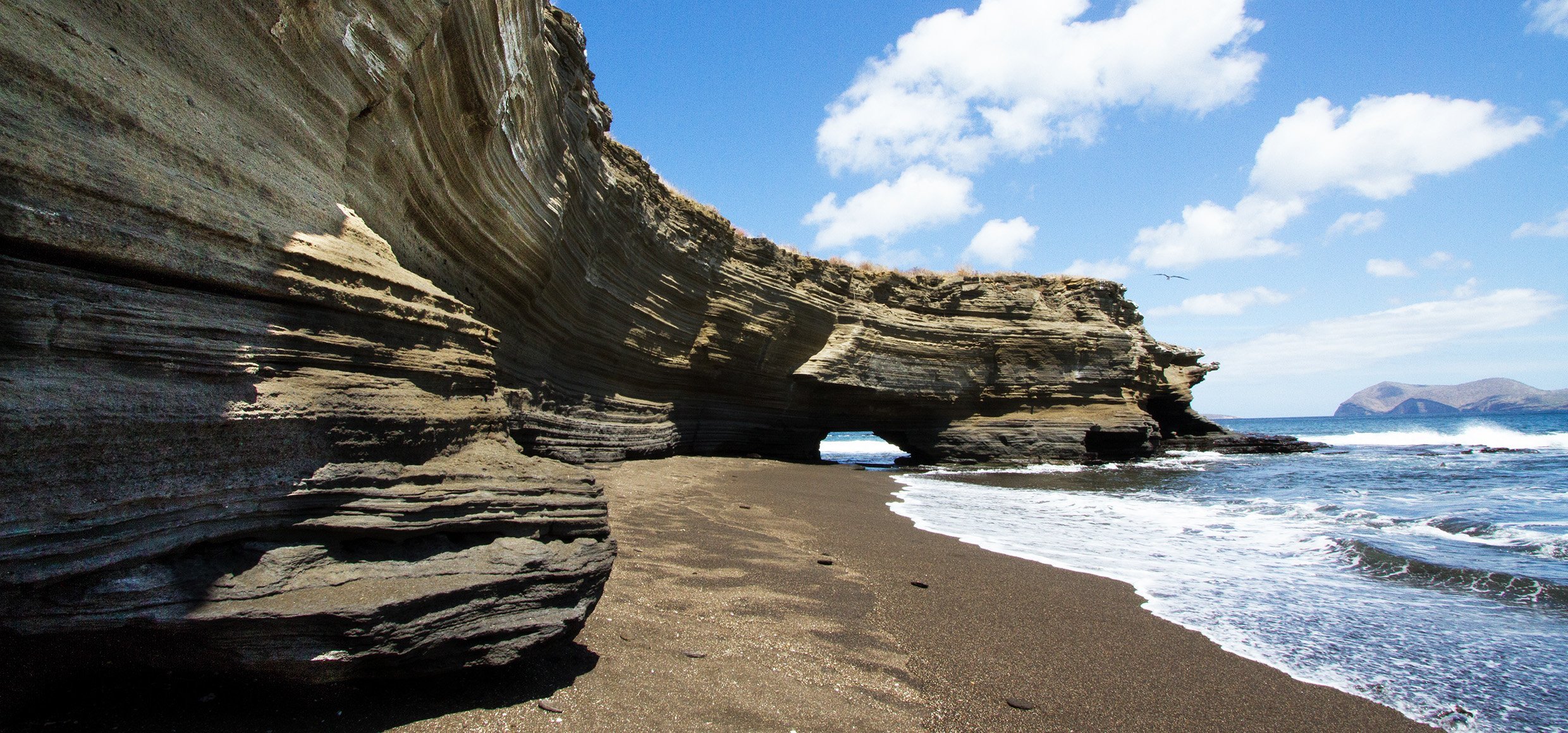 Coastal sandstone cliffs of Santiago Island, Galapagos Islands, Ecuador
