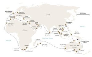 Karte Weltentdecker Queen Mary 2 2024