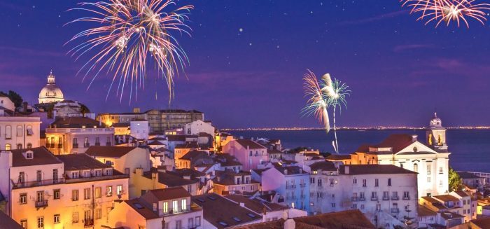 Lissabon Feuerwerk Silvester